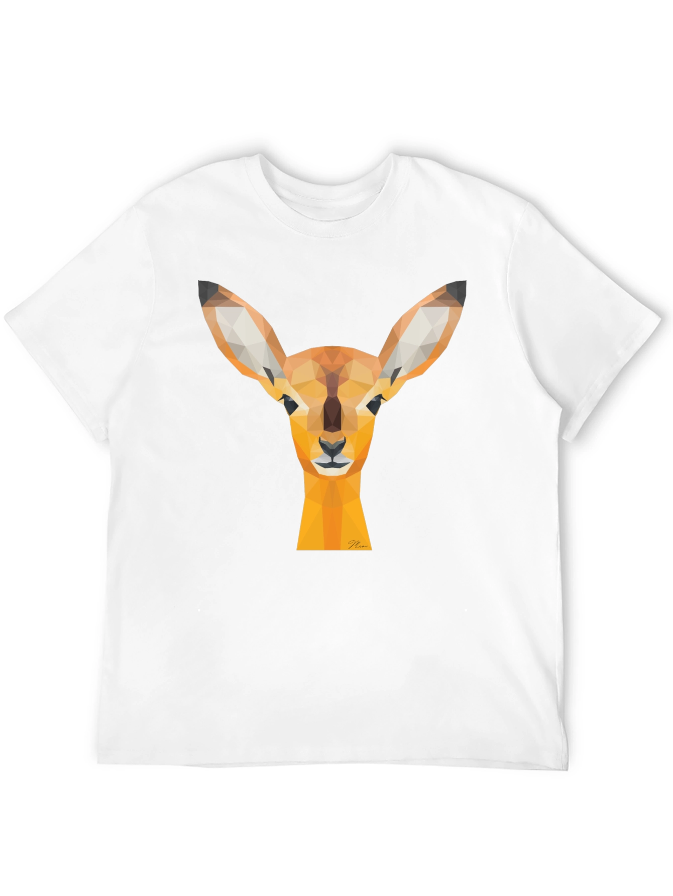 Geometric Deer Head Graphic Tee - Modern Art