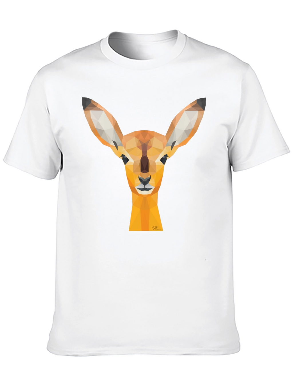 Geometric Deer Head Graphic Tee - Modern Art