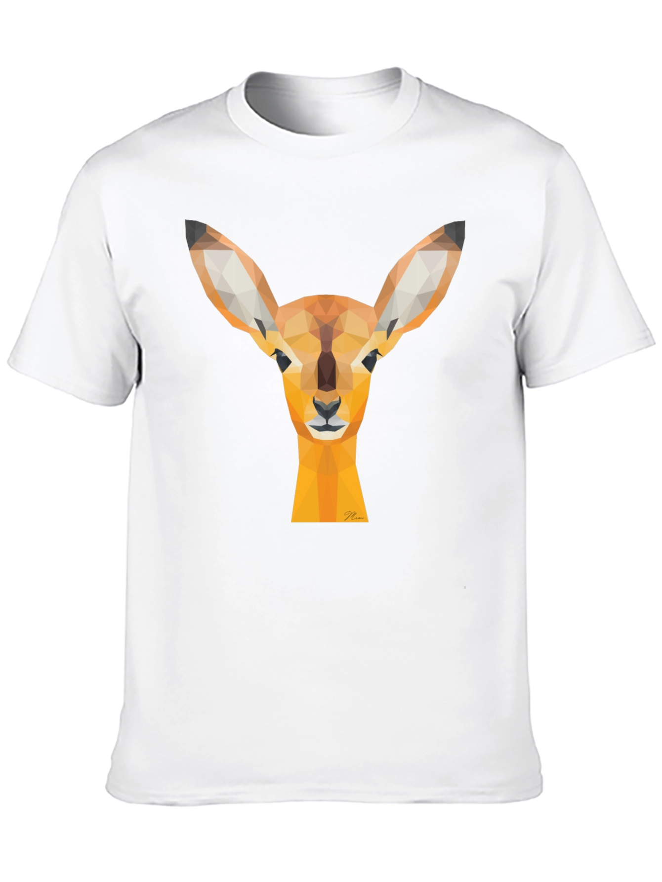 Geometric Deer Head Graphic Tee - Modern Art