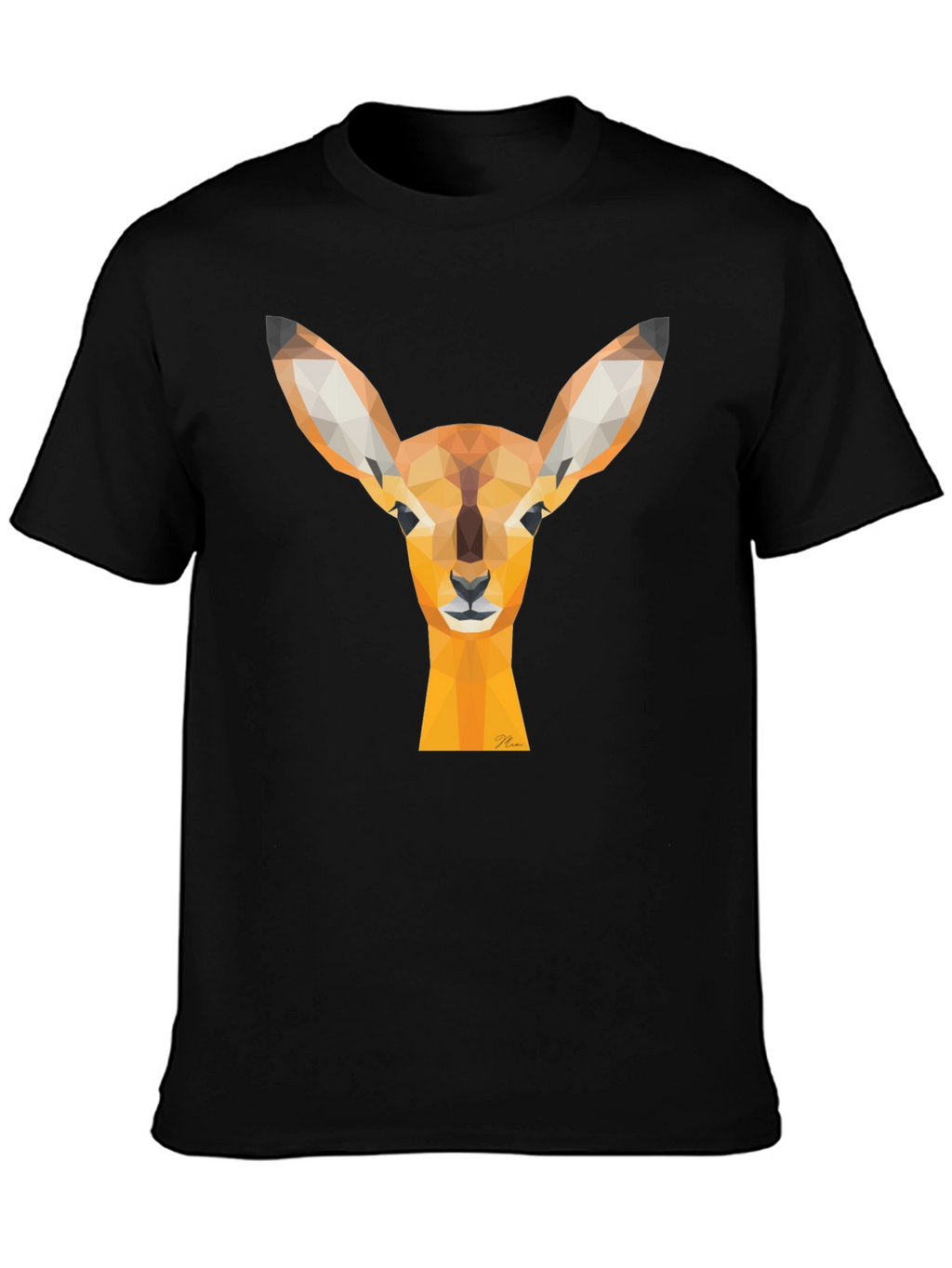 Geometric Deer Head Graphic Tee - Modern Art