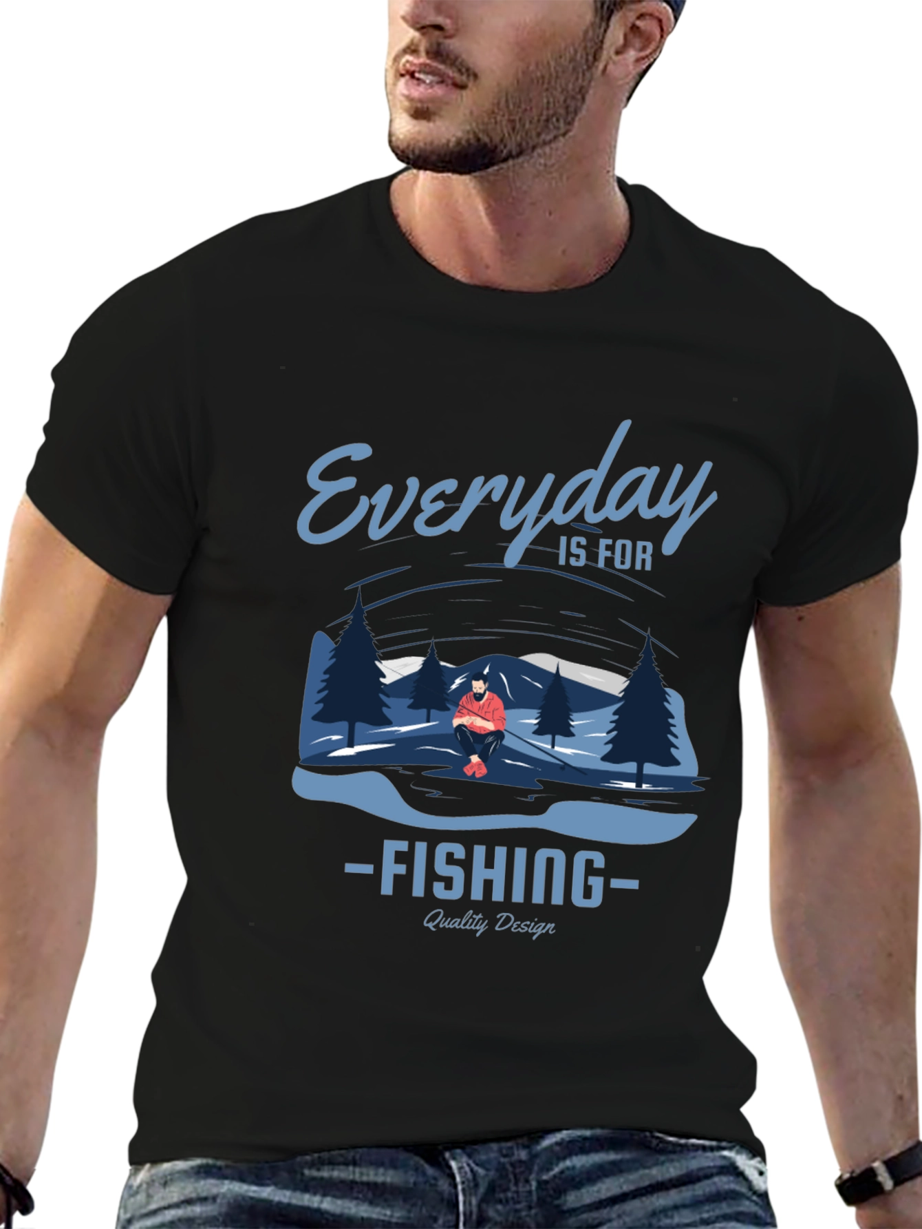 Everyday is for Fishing Graphic Tee - Black