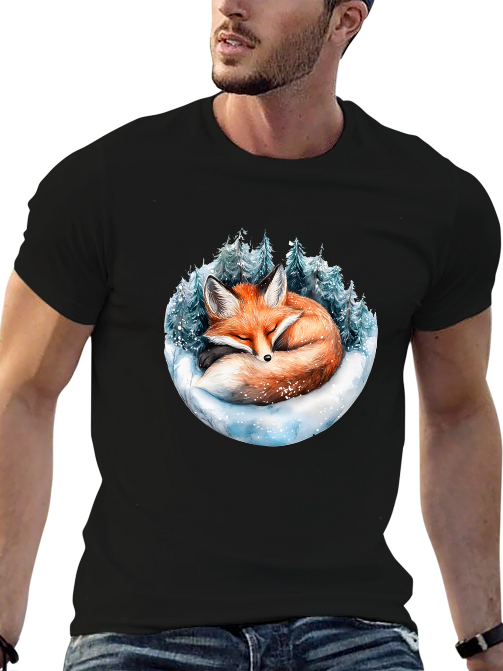 Winter Fox Graphic Tee - Cozy Animal Design