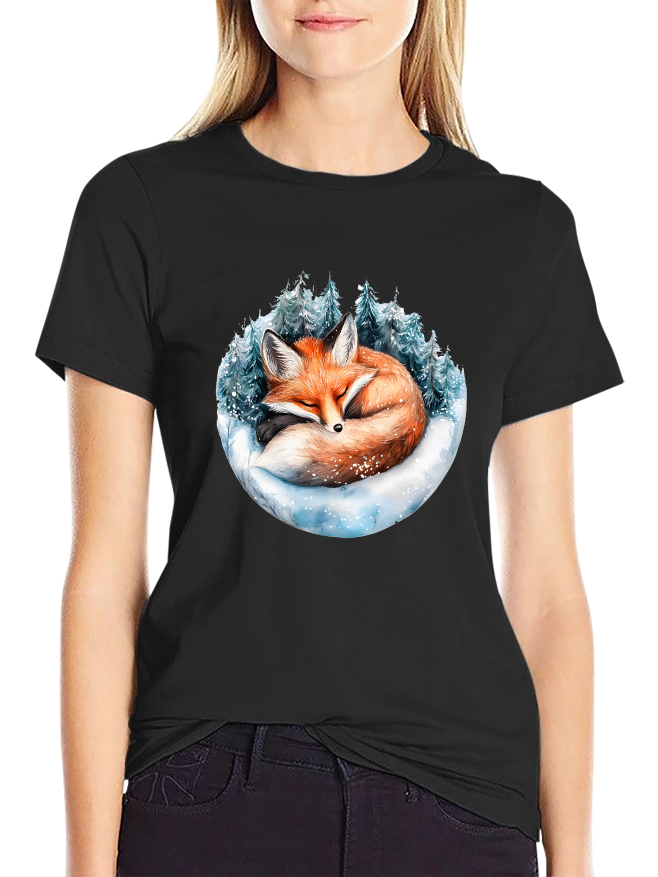 Winter Fox Graphic Tee - Cozy Animal Design