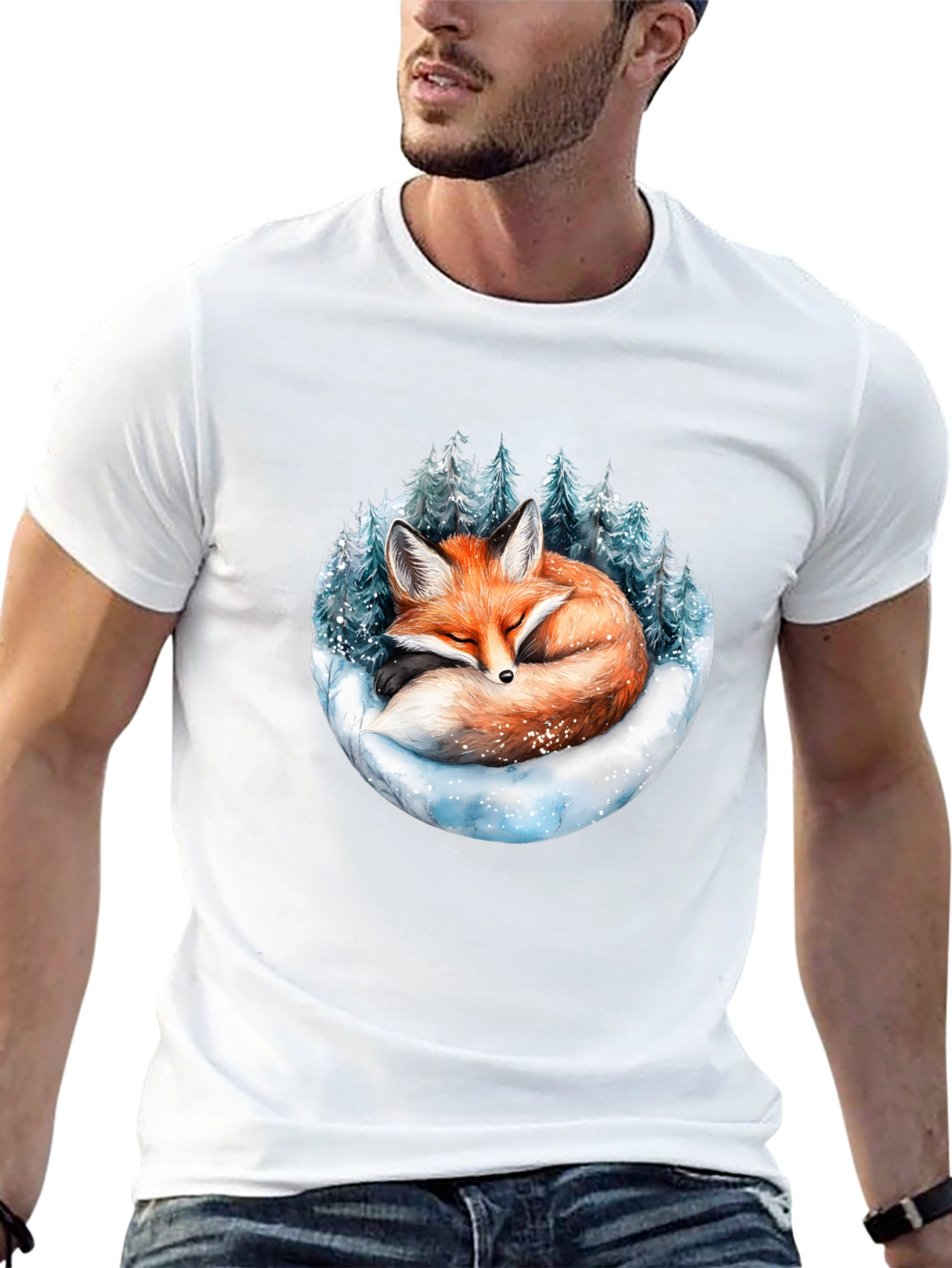 Winter Fox Graphic Tee - Cozy Animal Design