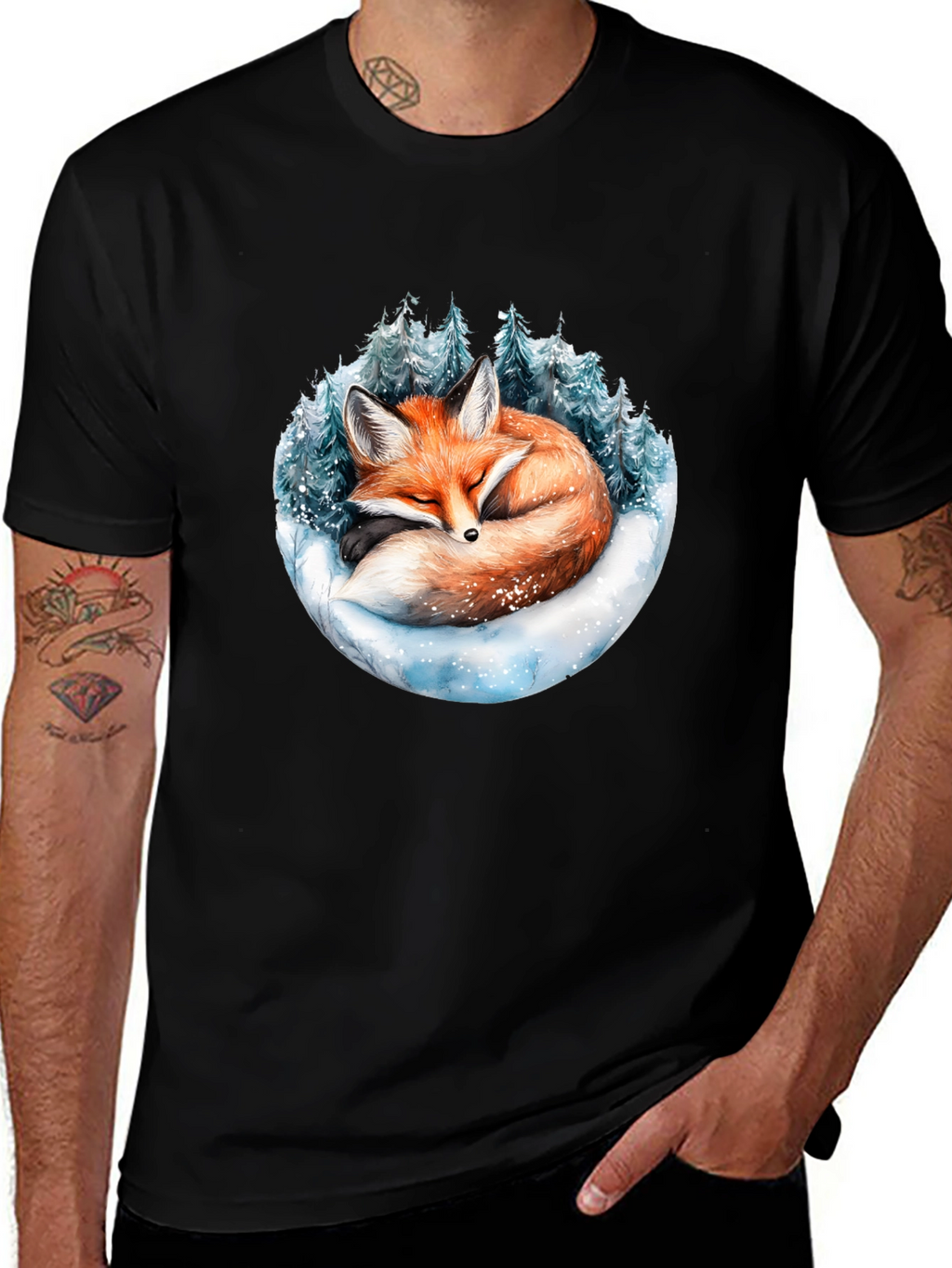 Winter Fox Graphic Tee - Cozy Animal Design