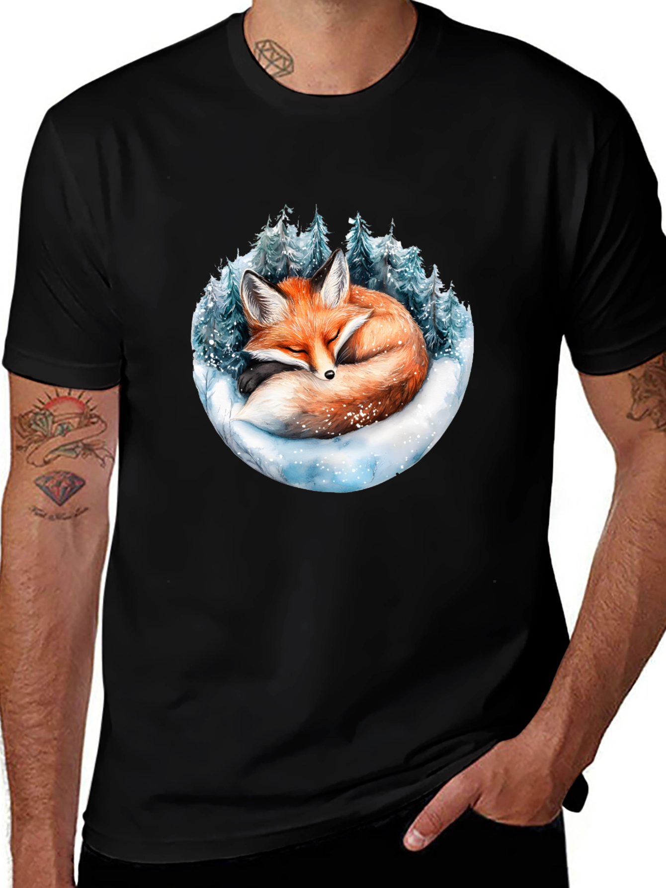 Winter Fox Graphic Tee - Cozy Animal Design