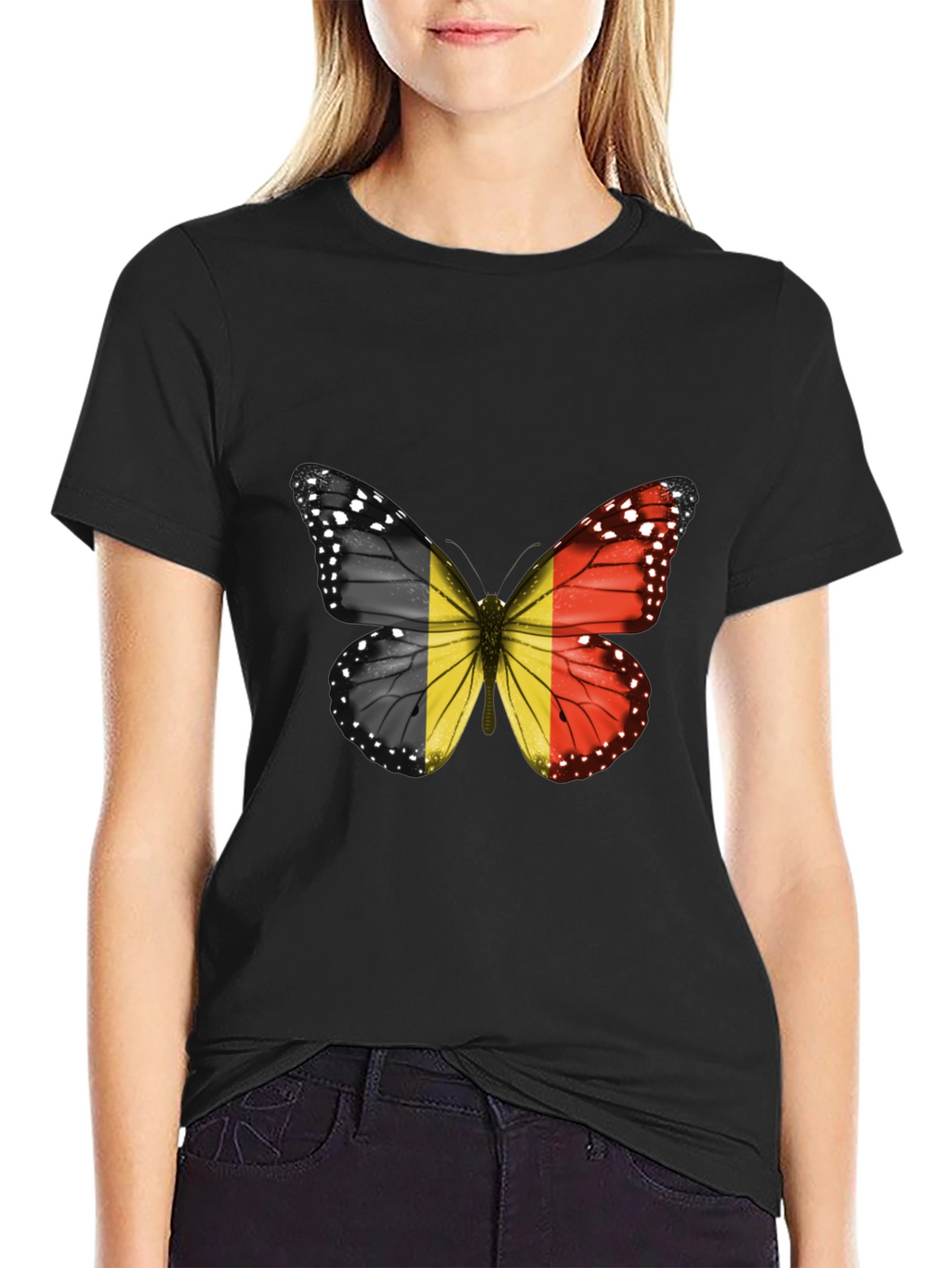 Belgium Flag Butterfly Graphic T-Shirt