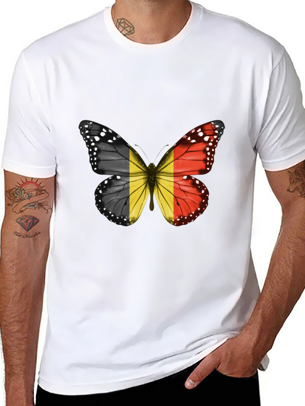 Belgium Flag Butterfly Graphic T-Shirt