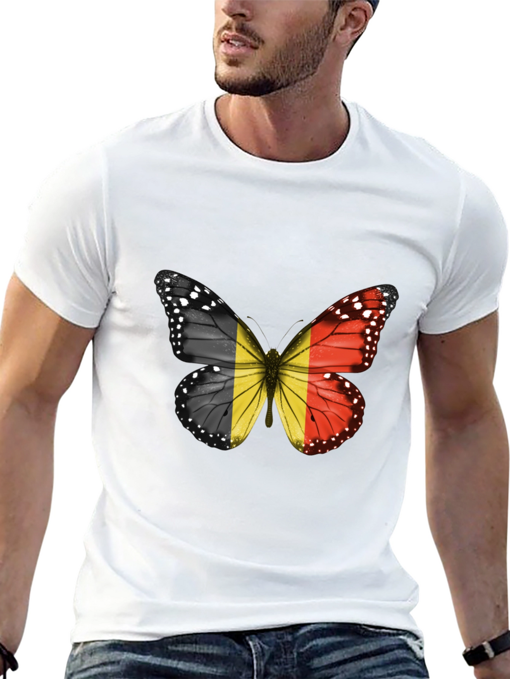 Belgium Flag Butterfly Graphic T-Shirt