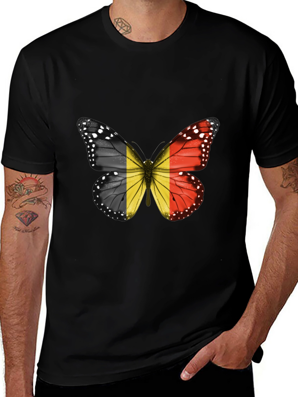 Belgium Flag Butterfly Graphic T-Shirt