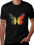 Belgium Flag Butterfly Graphic T-Shirt