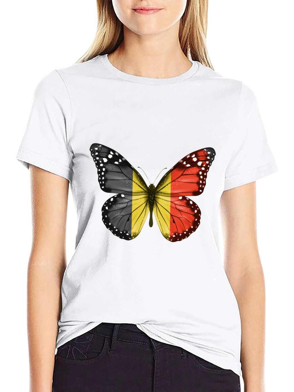 Belgium Flag Butterfly Graphic T-Shirt