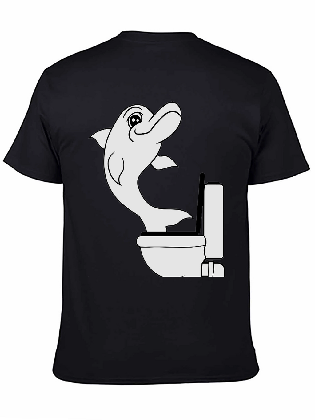 Dolphin Toilet Humor Black T-Shirt