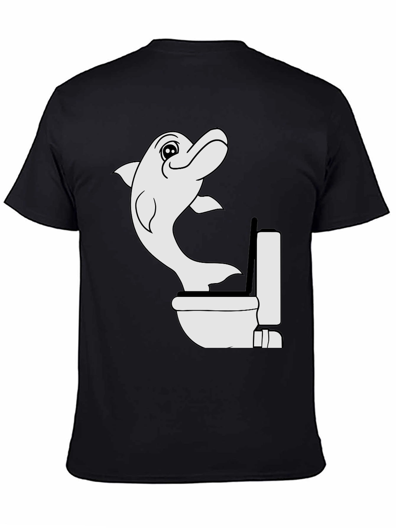 Dolphin Toilet Humor Black T-Shirt