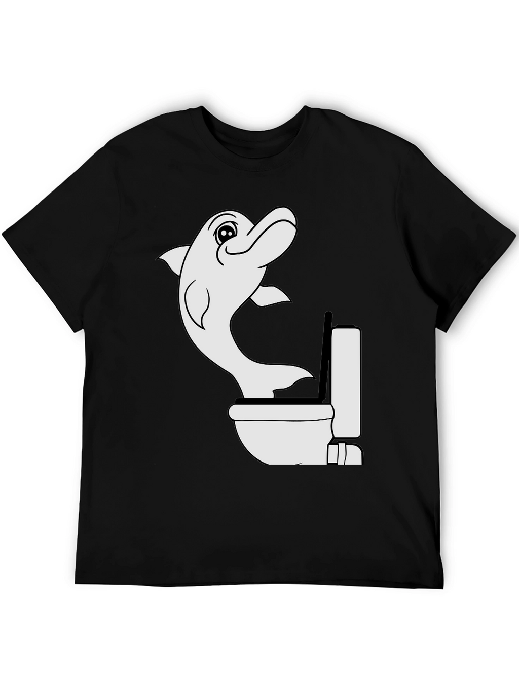 Dolphin Toilet Humor Black T-Shirt