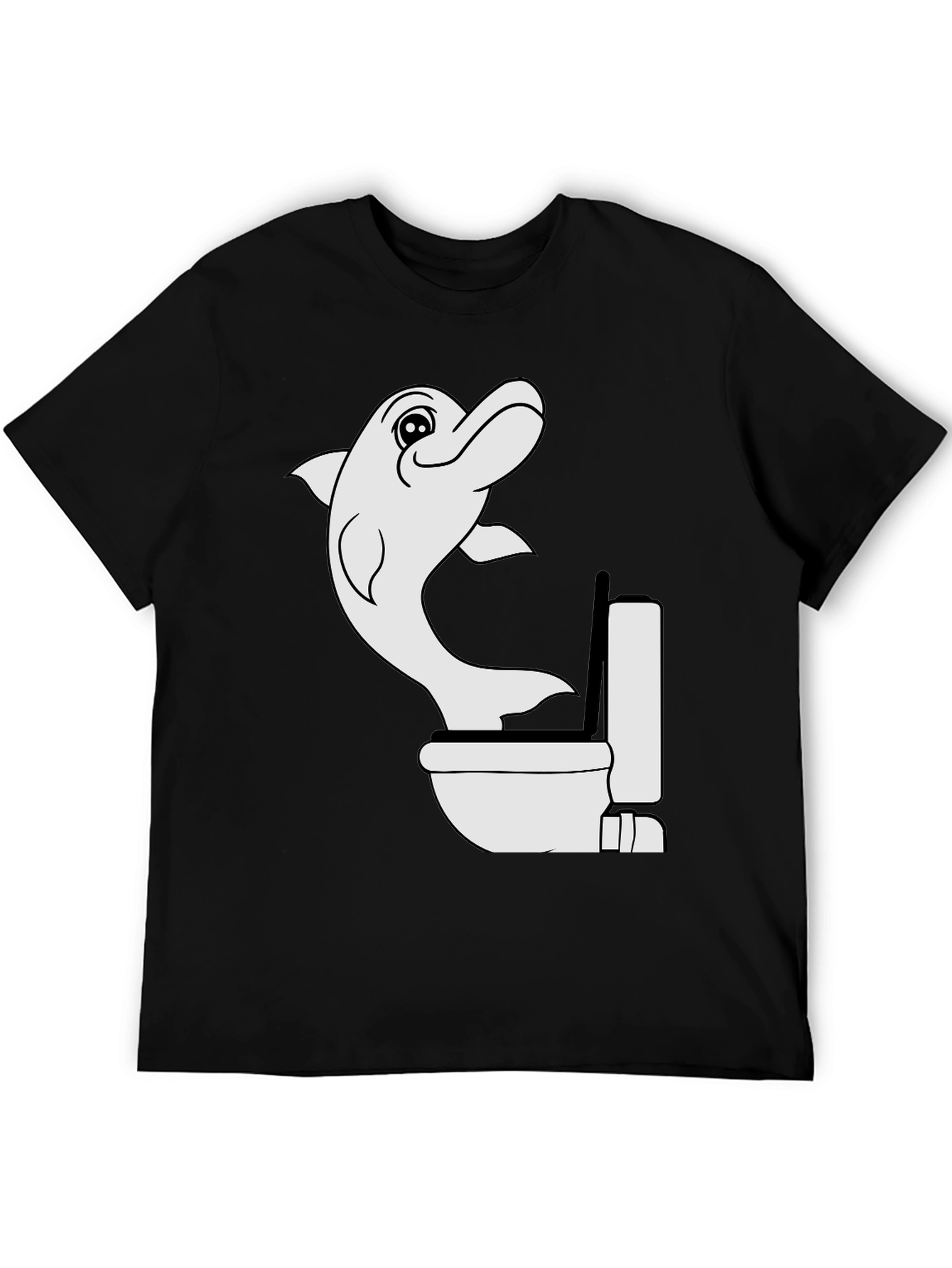 Dolphin Toilet Humor Black T-Shirt