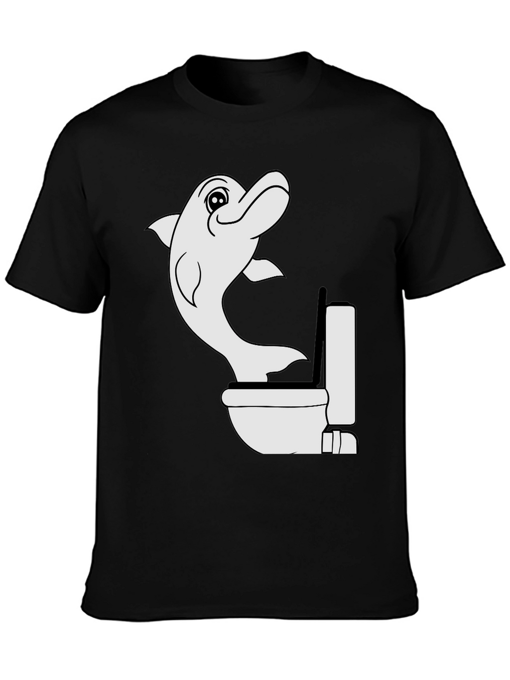 Dolphin Toilet Humor Black T-Shirt