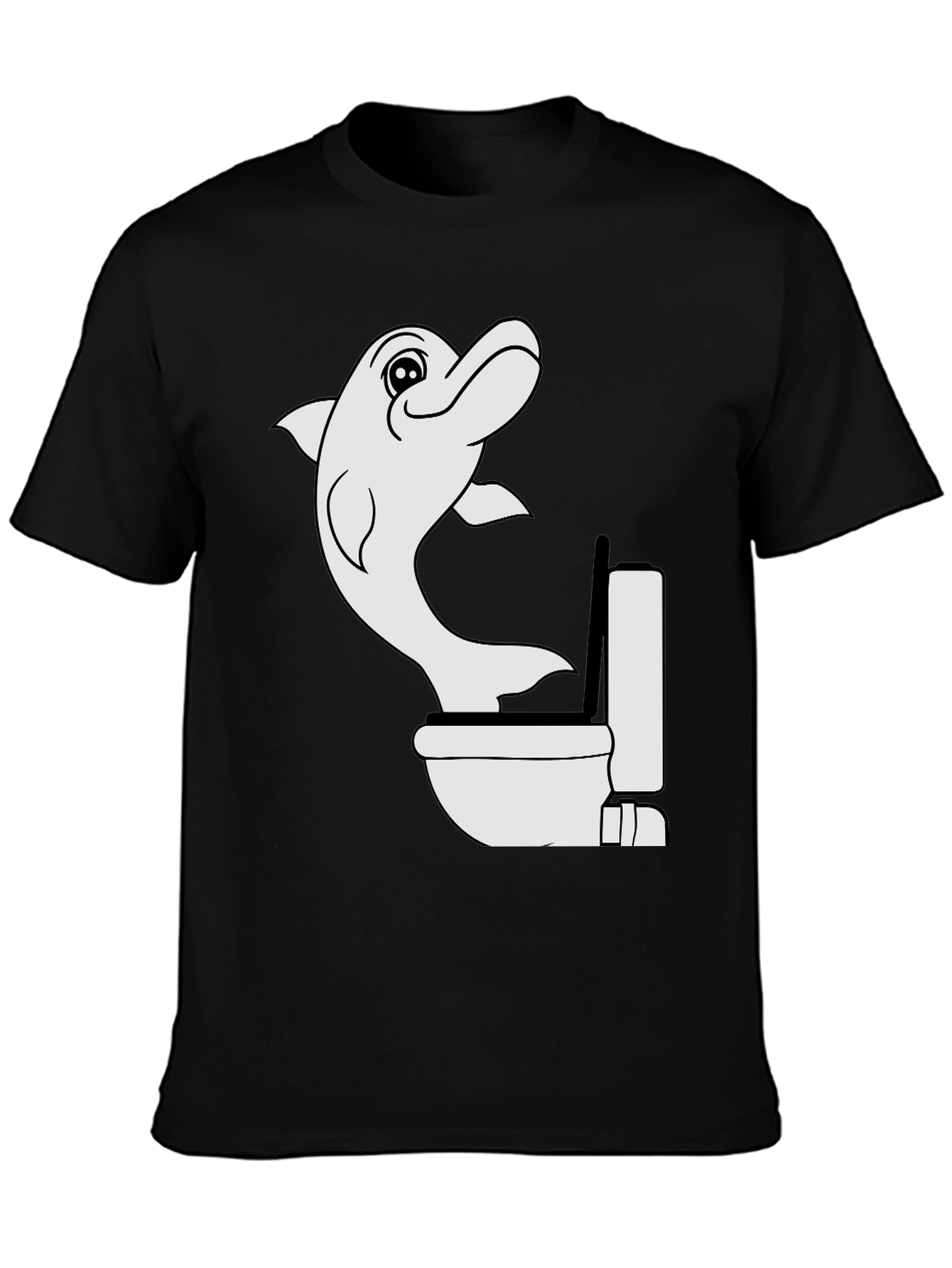 Dolphin Toilet Humor Black T-Shirt