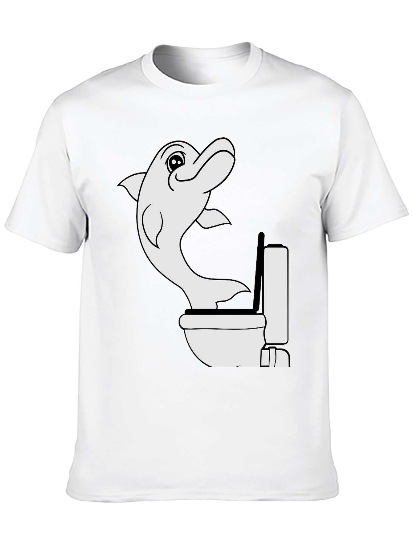Dolphin Toilet Humor Black T-Shirt