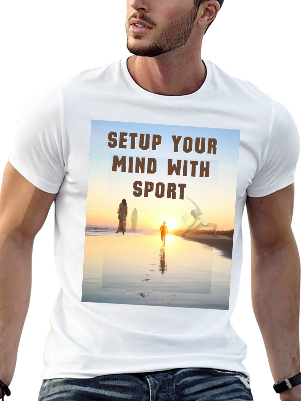 Mindful Sport Tee: Beach Sunset Graphic T-Shirt
