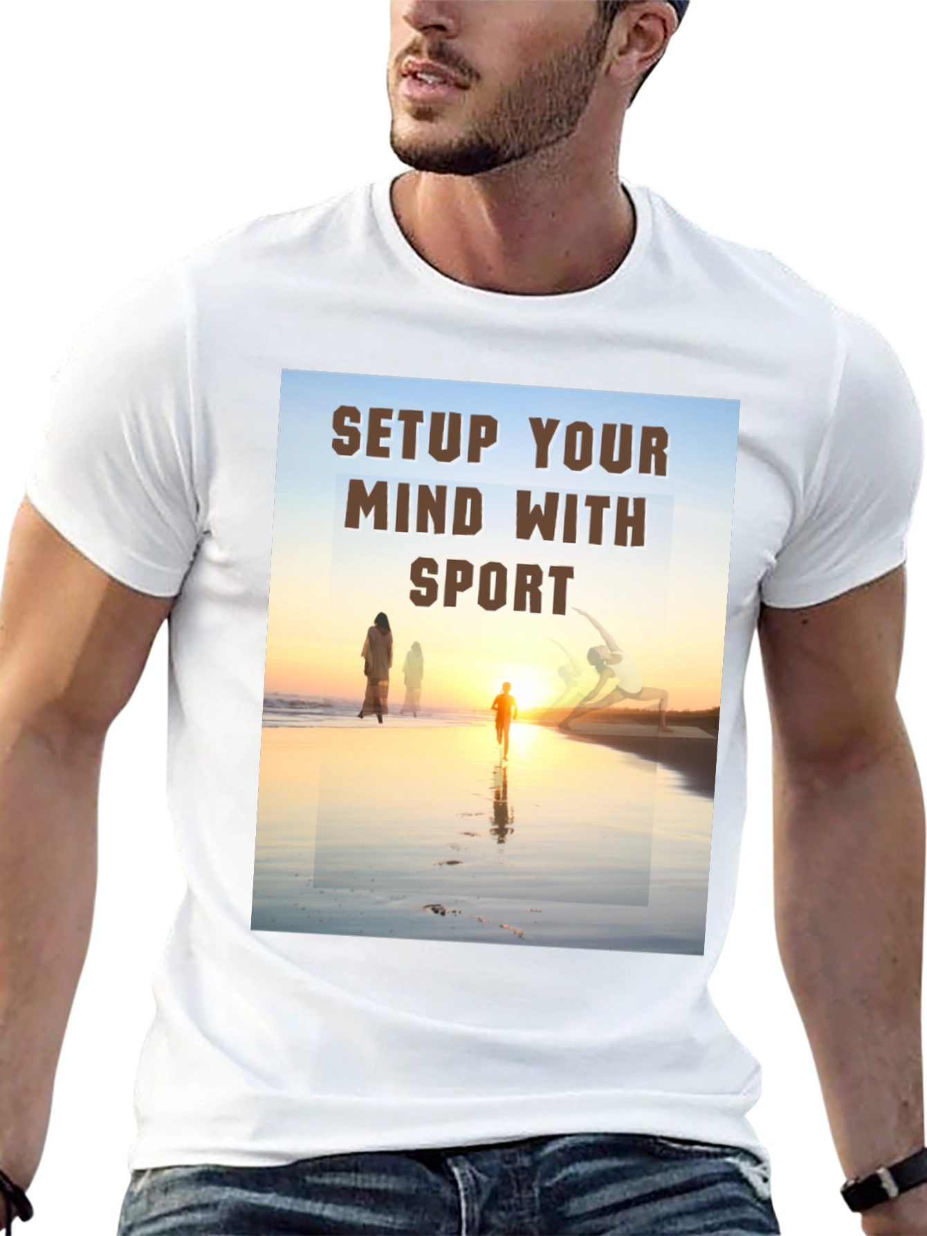 Mindful Sport Tee: Beach Sunset Graphic T-Shirt