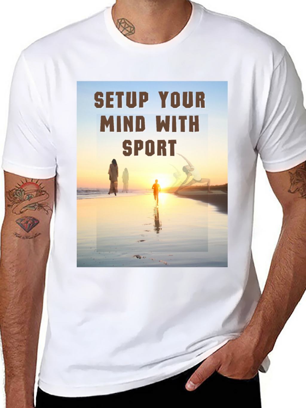Mindful Sport Tee: Beach Sunset Graphic T-Shirt