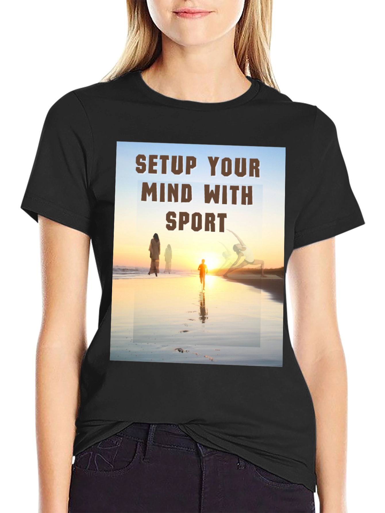 Mindful Sport Tee: Beach Sunset Graphic T-Shirt
