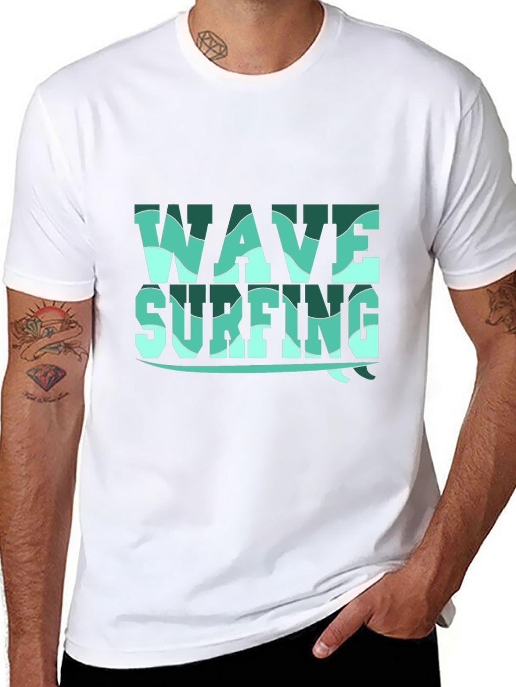 Wave Surfing Graphic Tee - Black