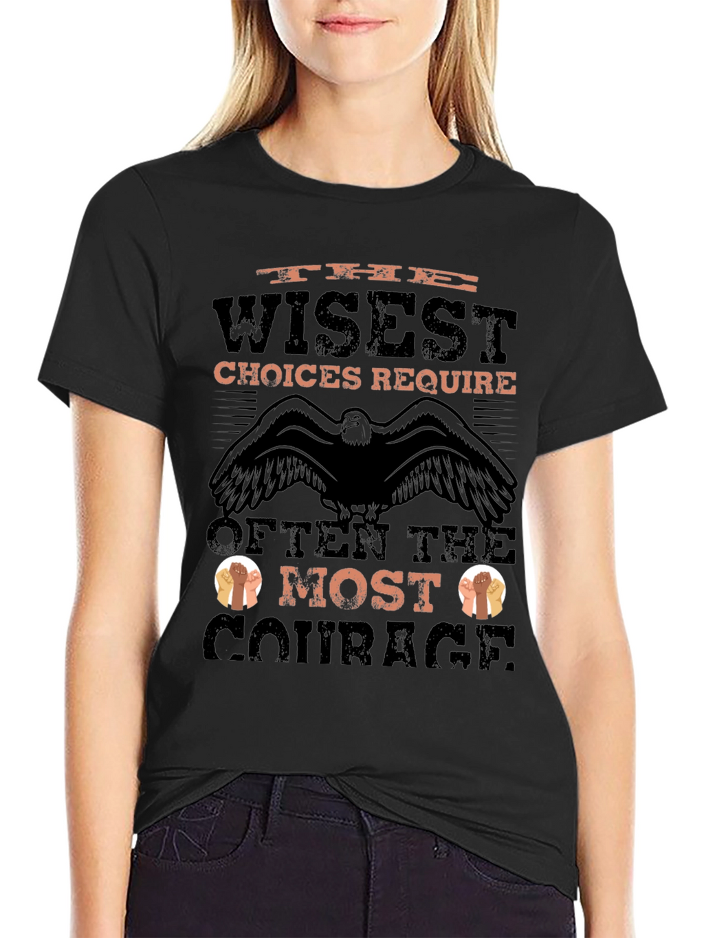 Wisest Choices Eagle Graphic Black T-Shirt
