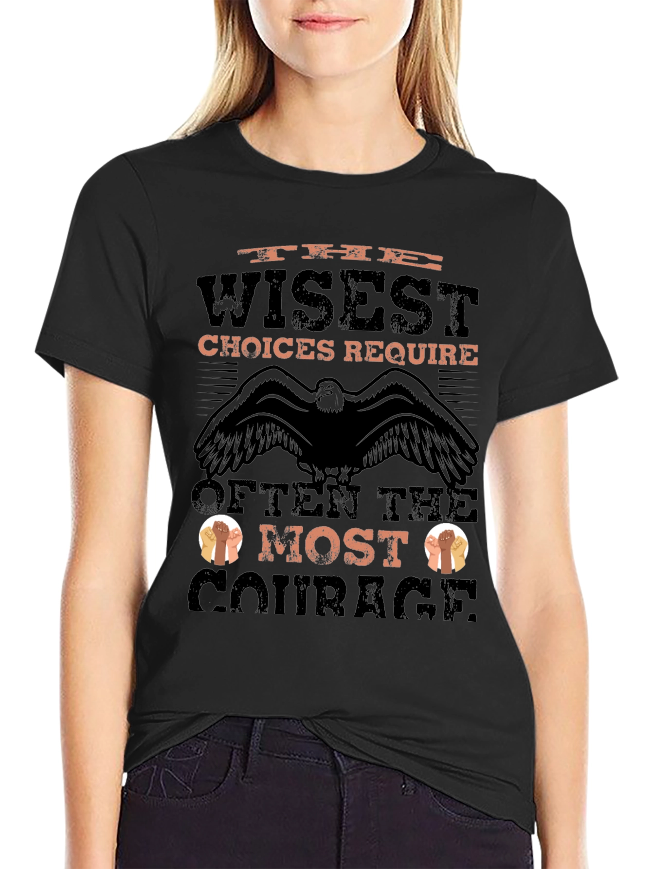 Wisest Choices Eagle Graphic Black T-Shirt