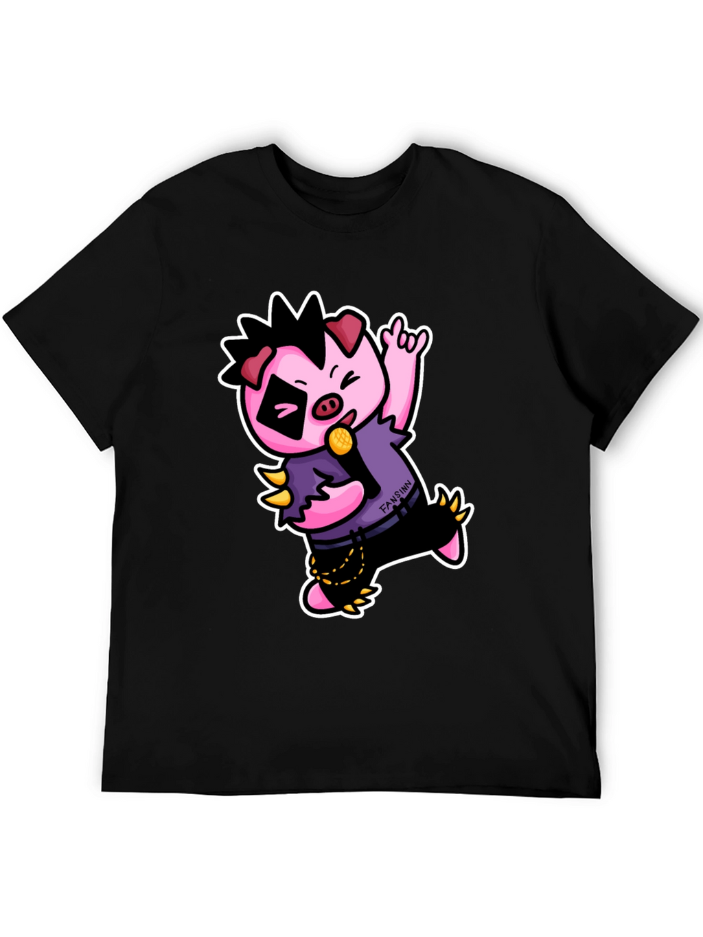 Cool Punk Pig T-Shirt - Black