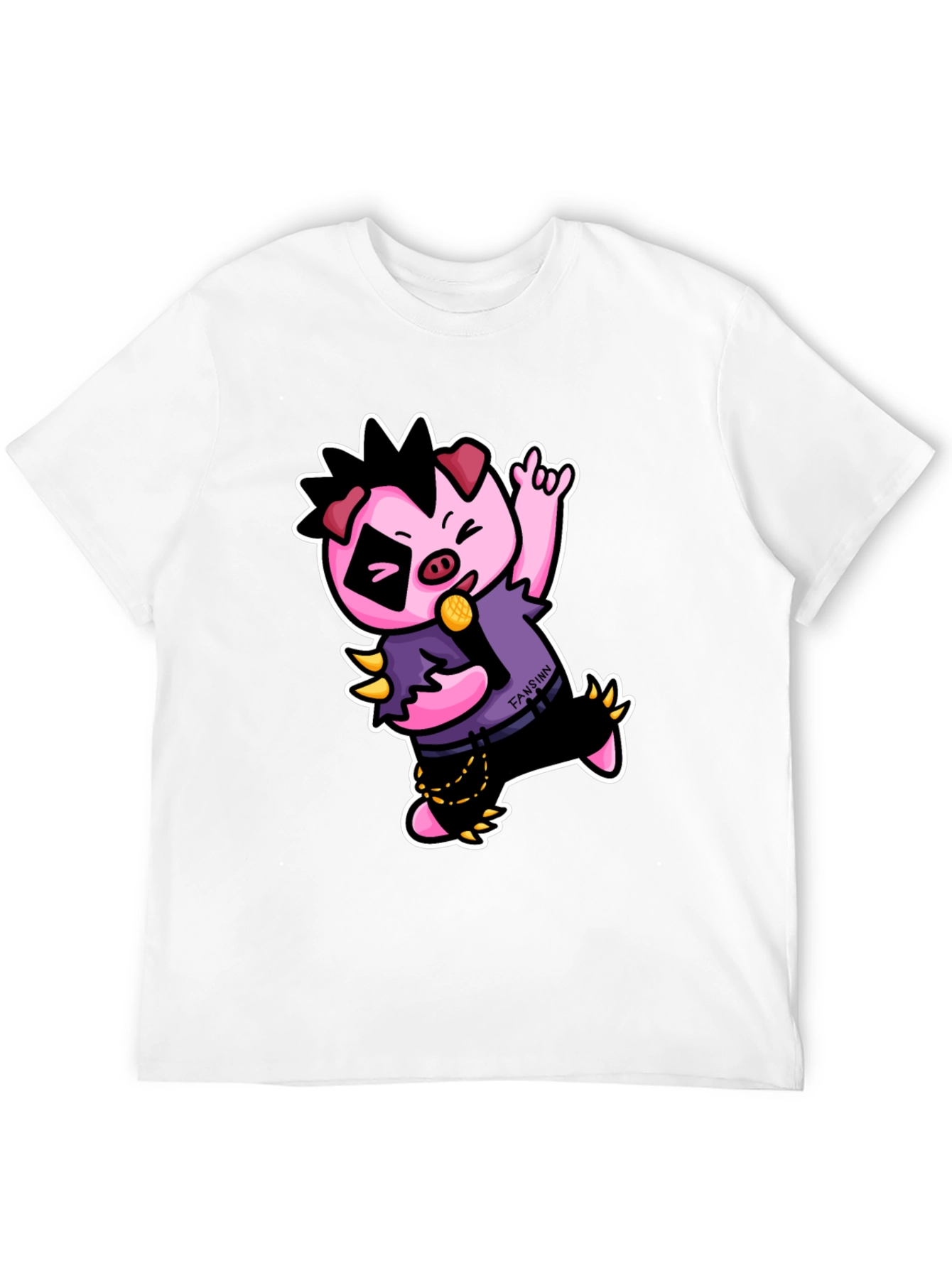 Cool Punk Pig T-Shirt - Black