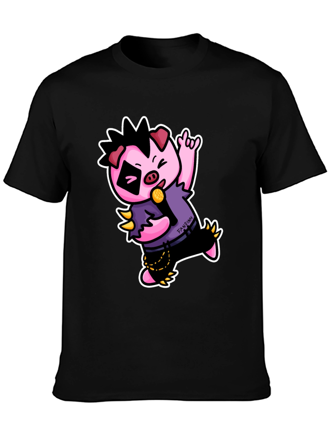 Cool Punk Pig T-Shirt - Black