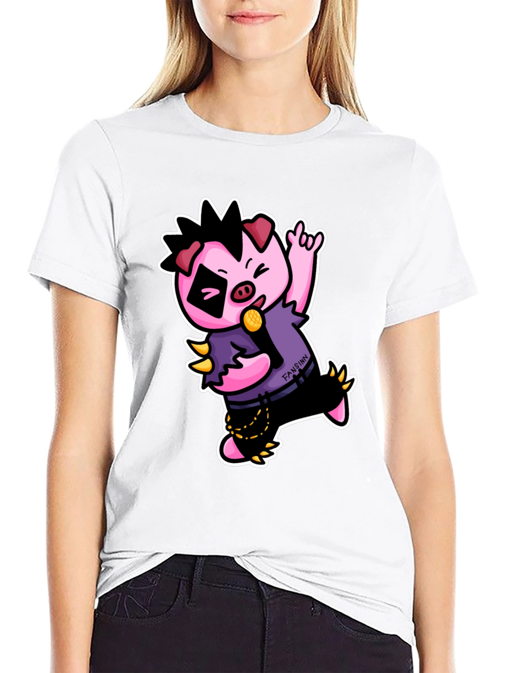 Cool Punk Pig T-Shirt - Black