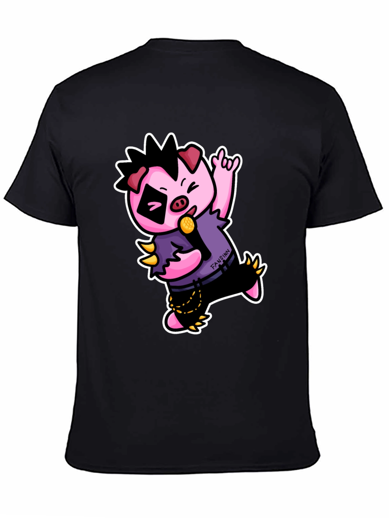 Cool Punk Pig T-Shirt - Black