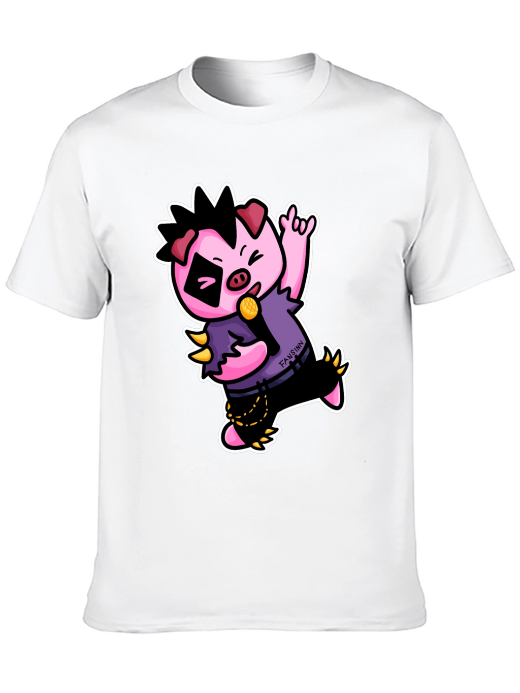 Cool Punk Pig T-Shirt - Black