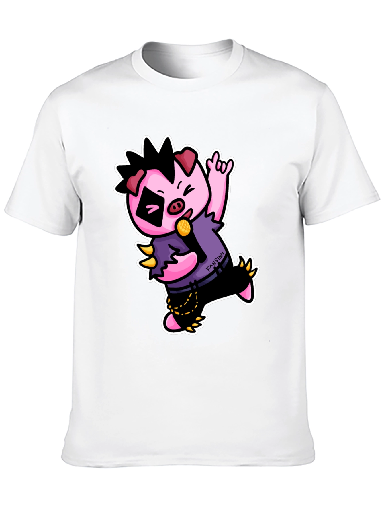 Cool Punk Pig T-Shirt - Black