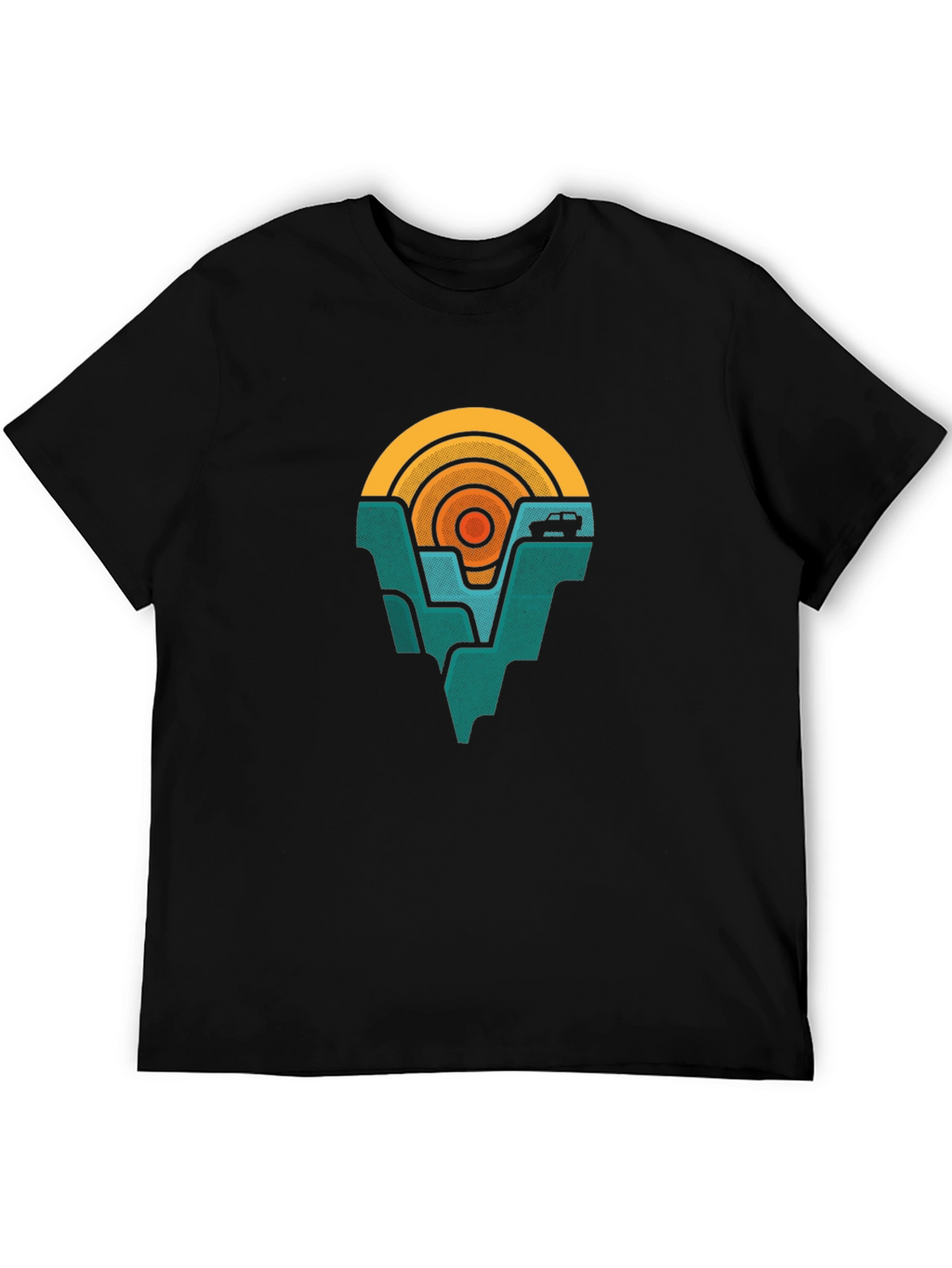 Retro Mountain & Sunset Graphic Tee - Adventure Awaits!