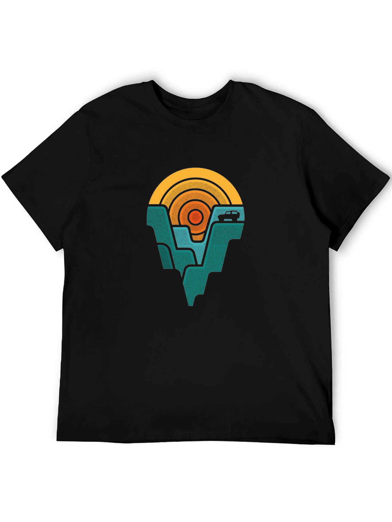 Retro Mountain & Sunset Graphic Tee - Adventure Awaits!