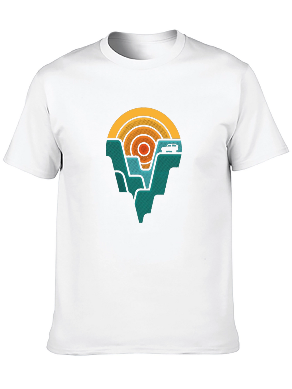 Retro Mountain & Sunset Graphic Tee - Adventure Awaits!