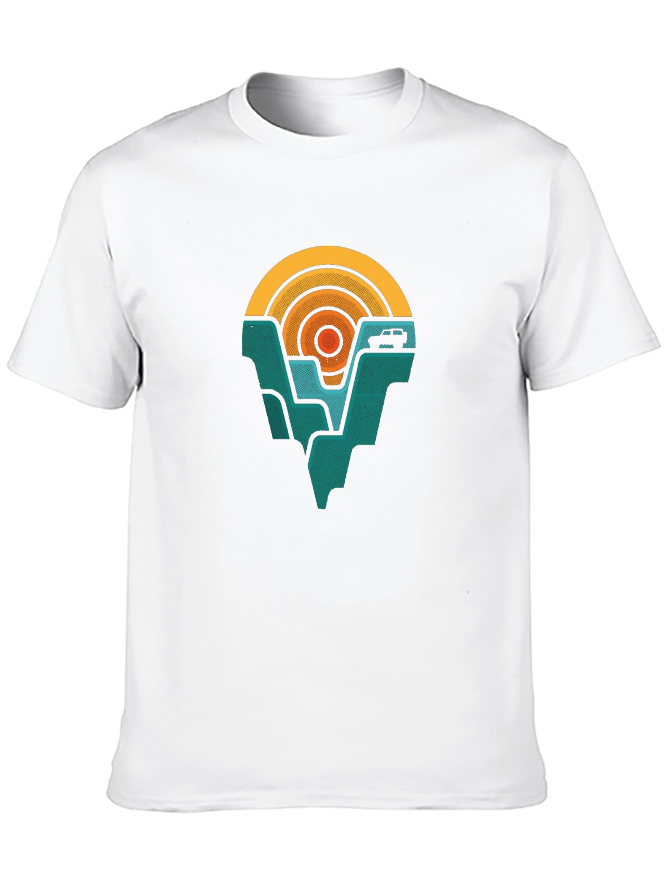 Retro Mountain & Sunset Graphic Tee - Adventure Awaits!