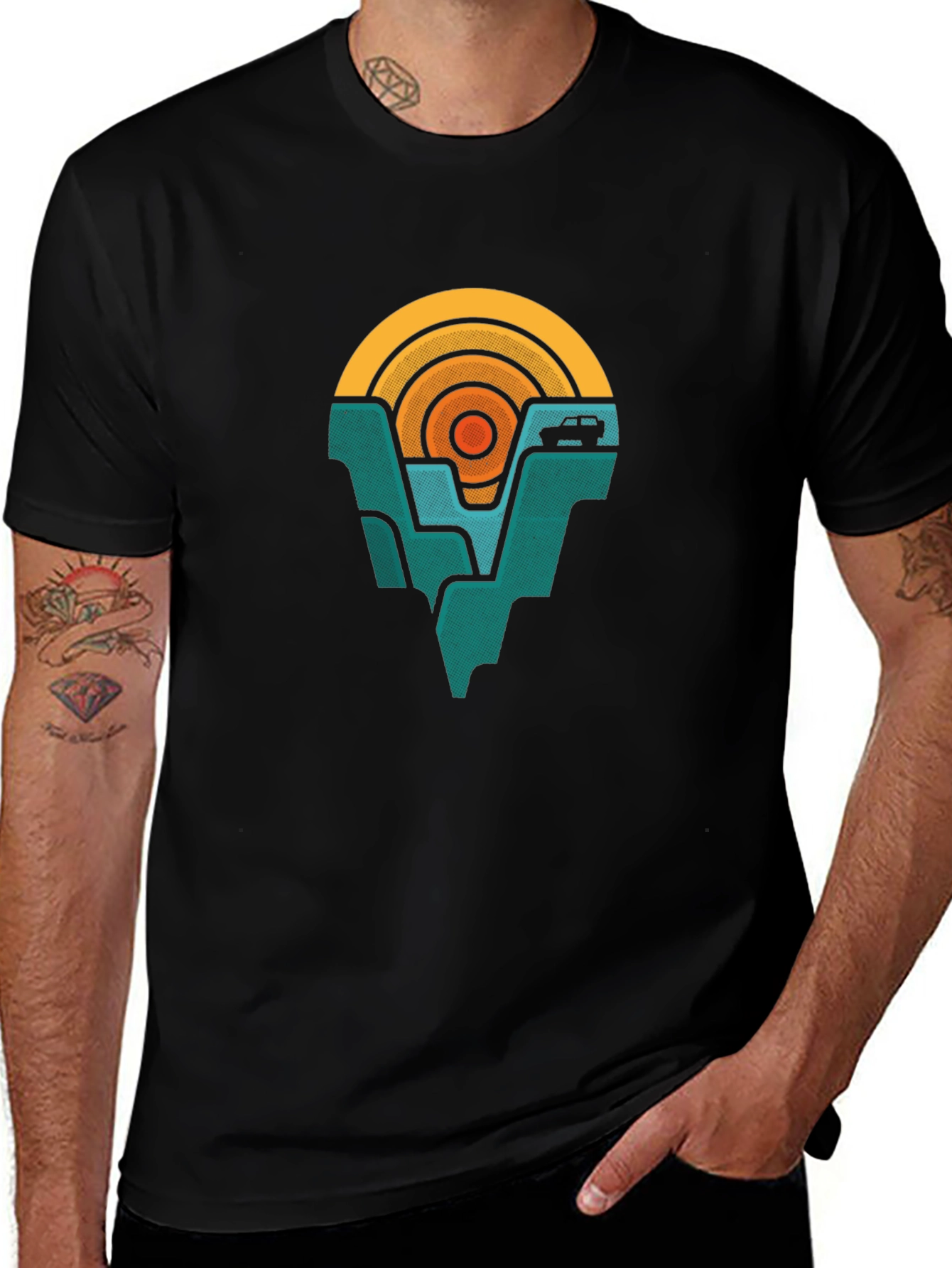 Retro Mountain & Sunset Graphic Tee - Adventure Awaits!
