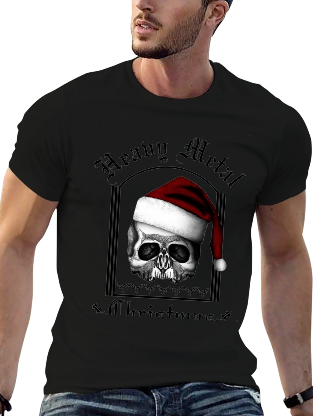 Heavy Metal Christmas Skull T-Shirt