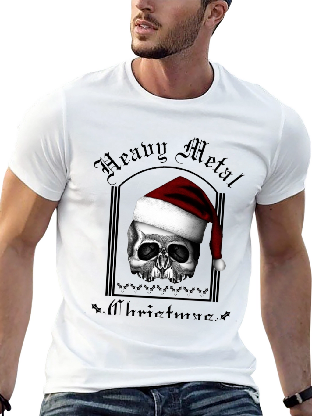 Heavy Metal Christmas Skull T-Shirt