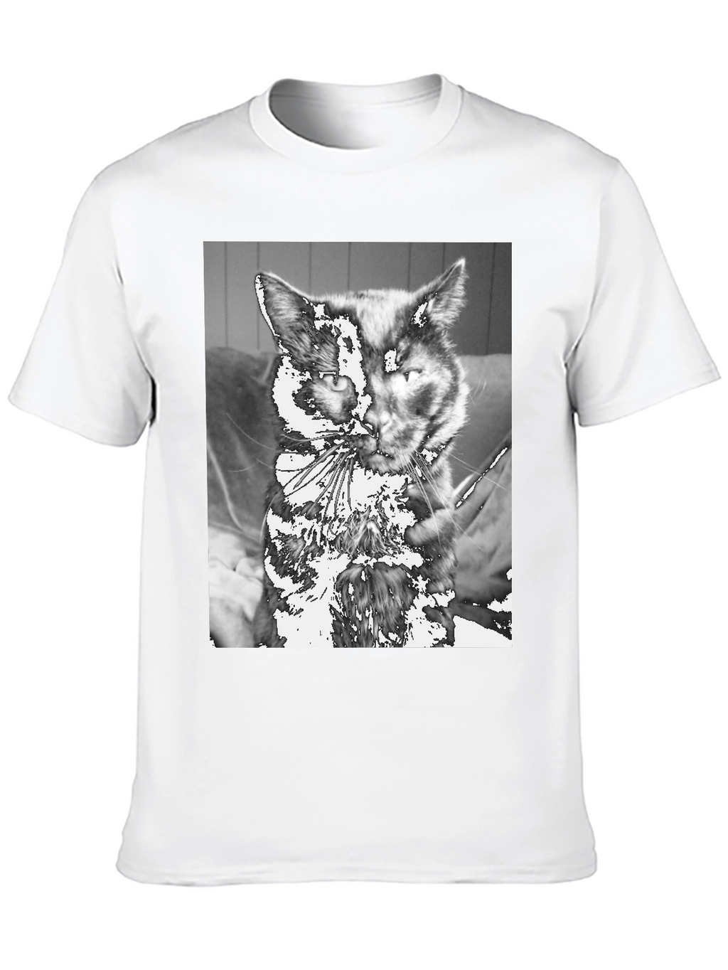 Unique Cat Graphic Tee - Black Cotton Casual T-Shirt