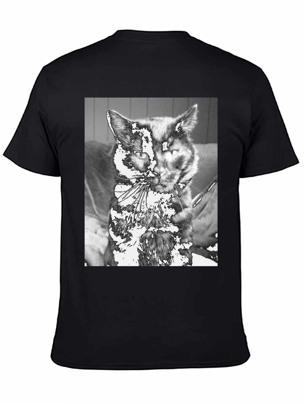 Unique Cat Graphic Tee - Black Cotton Casual T-Shirt