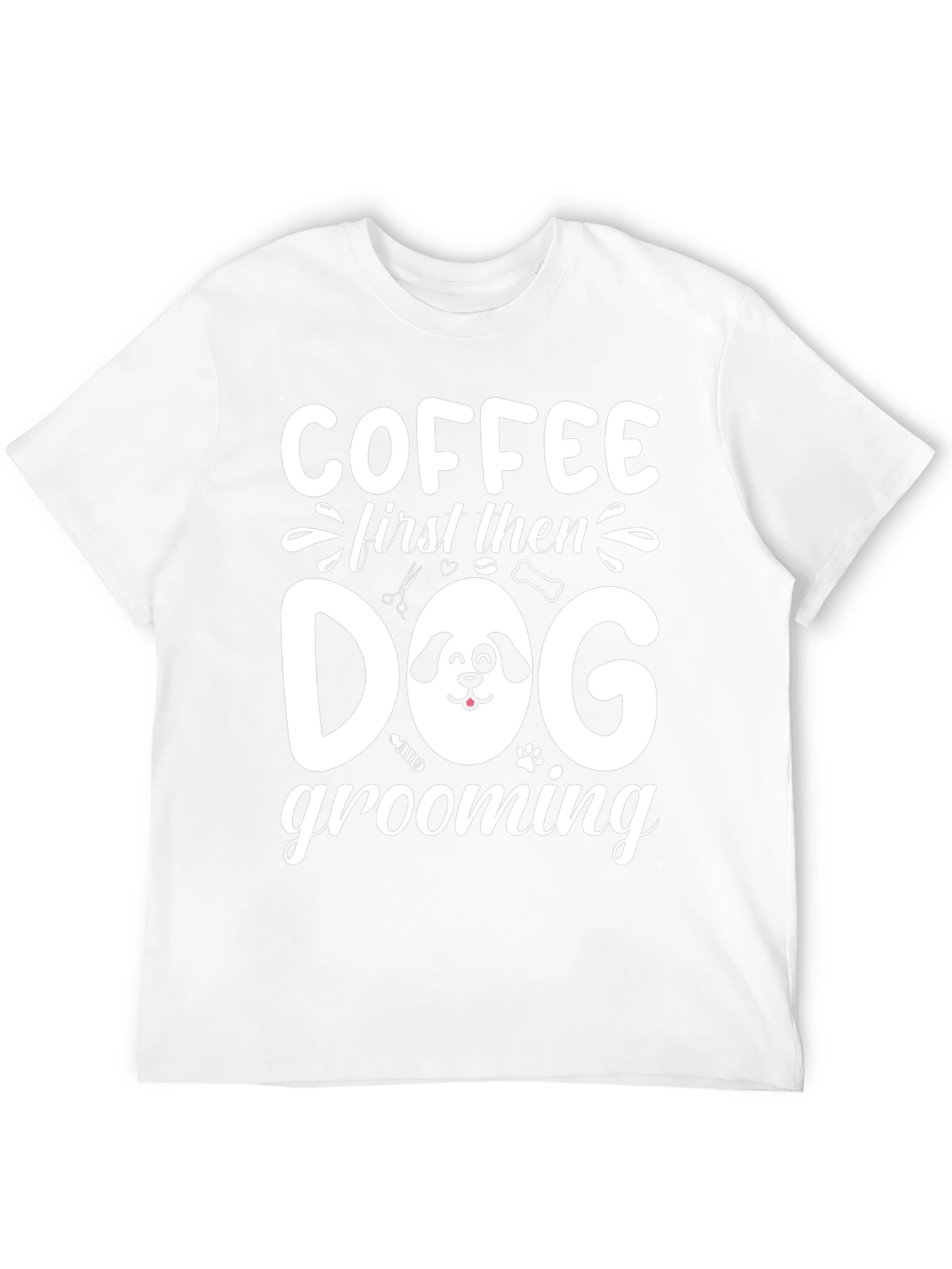 Coffee then Dog Grooming Black T-Shirt