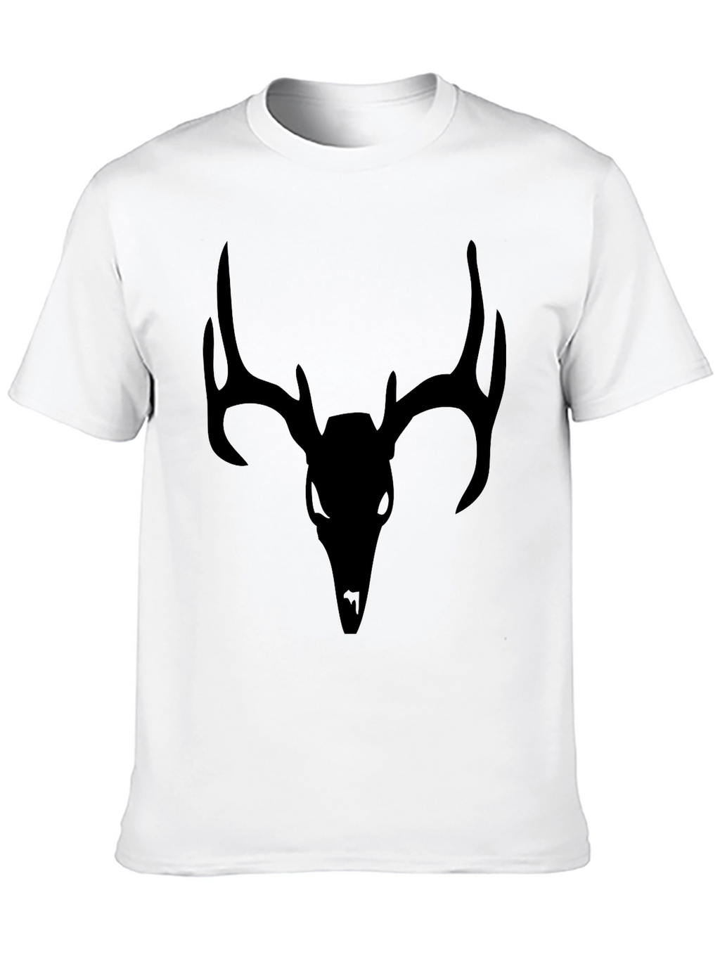 Mens Black T-Shirt with Deer Skull Graphic