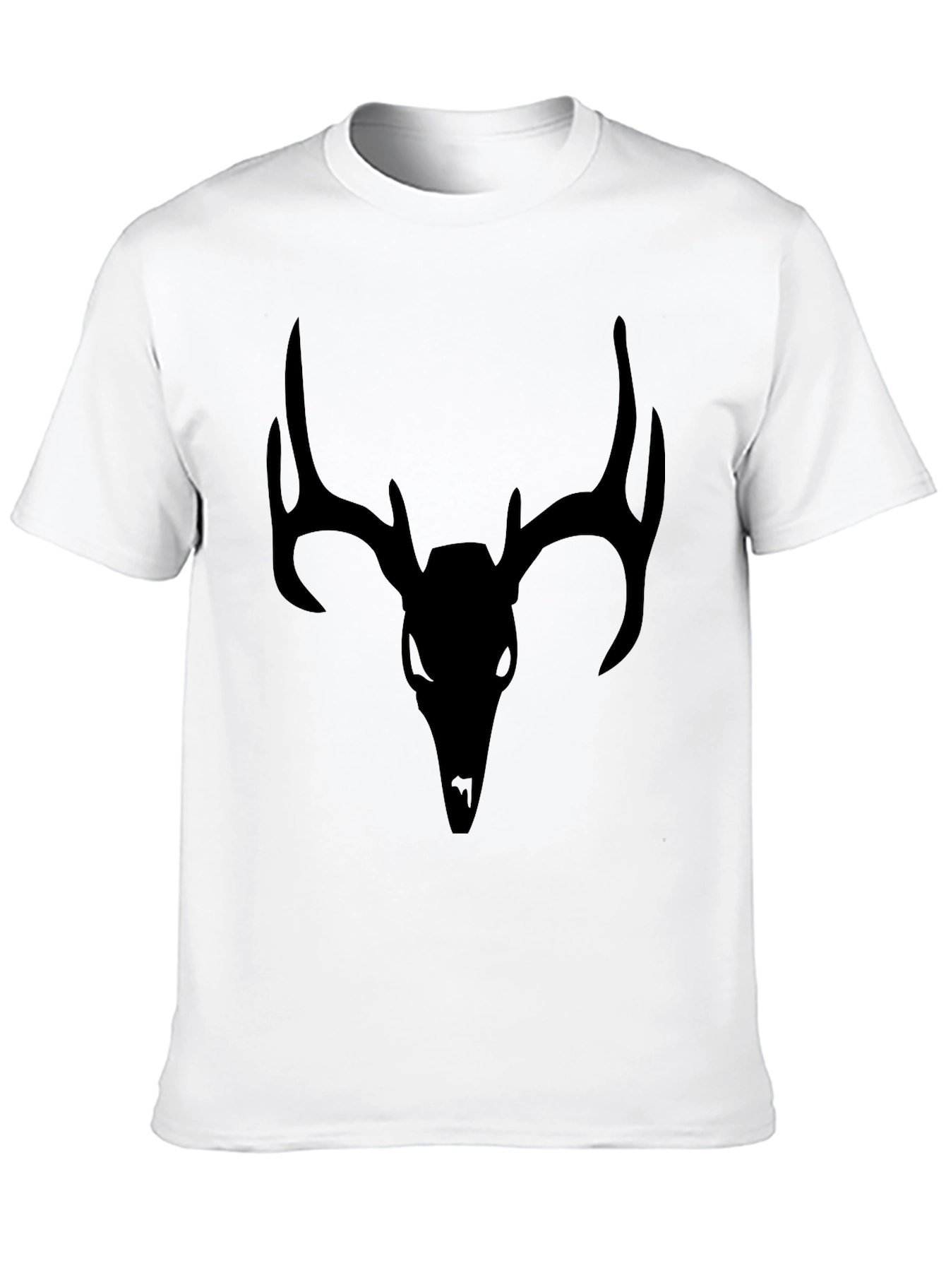 Mens Black T-Shirt with Deer Skull Graphic