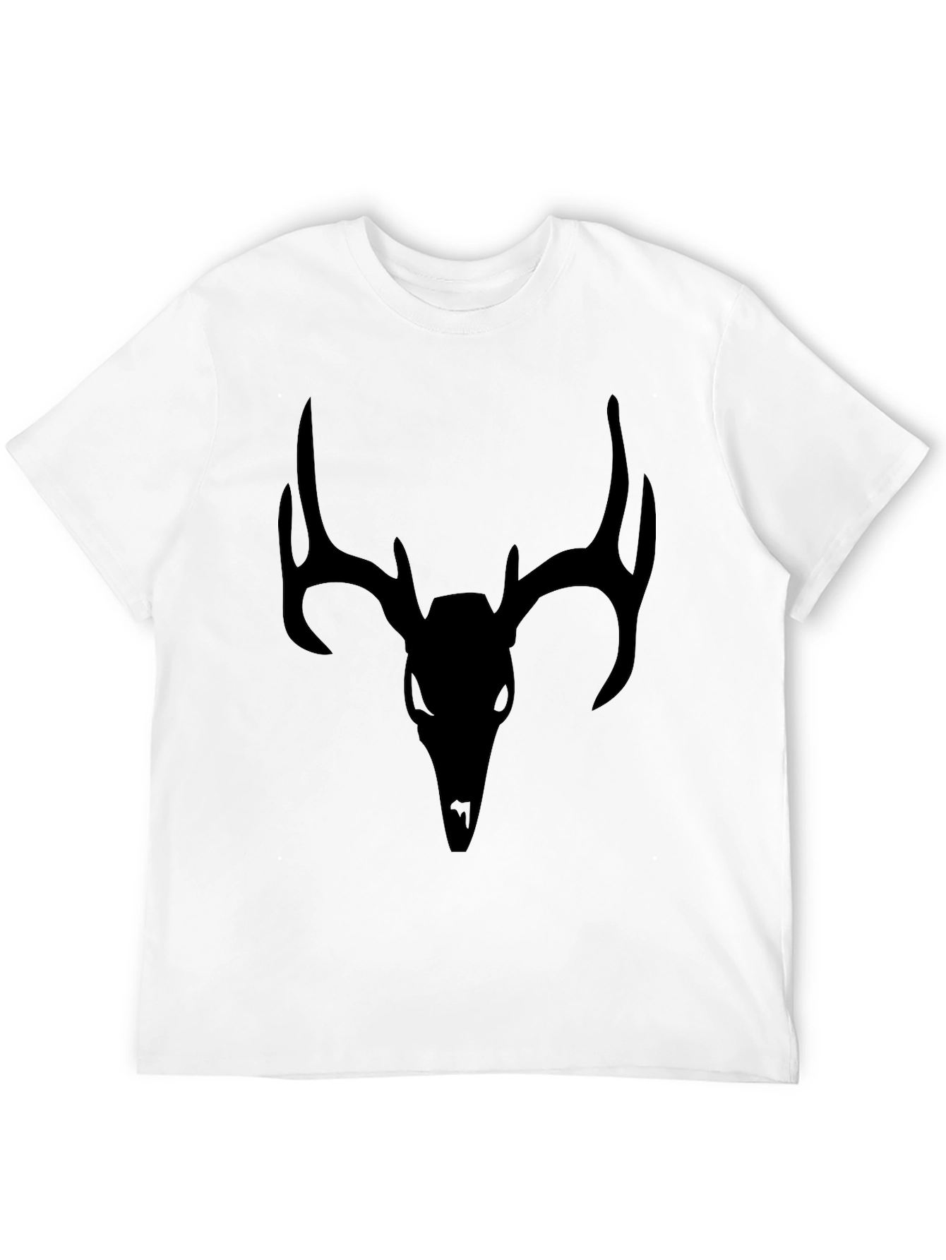Mens Black T-Shirt with Deer Skull Graphic
